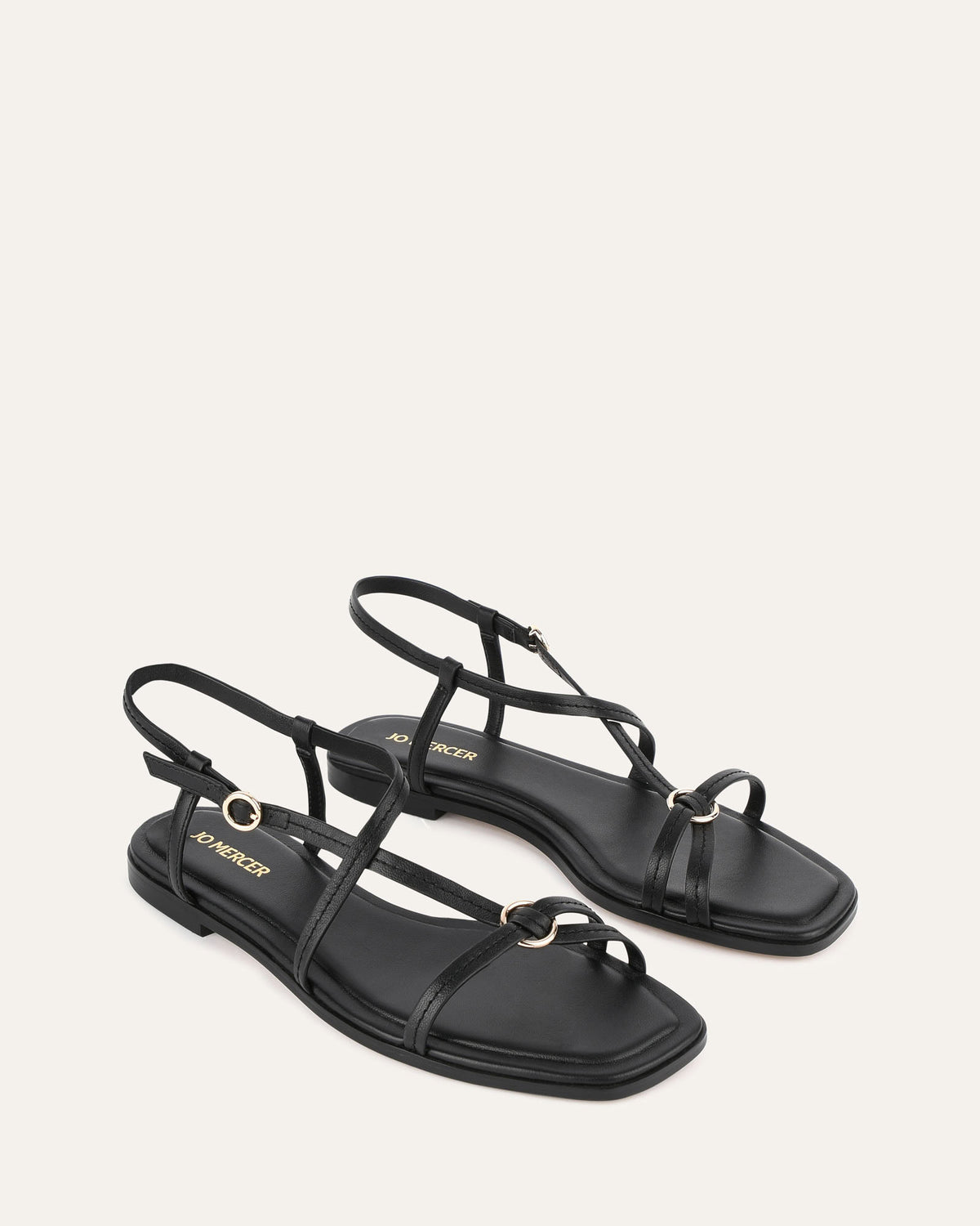 ADDI FLAT SANDALS BLACK LEATHER