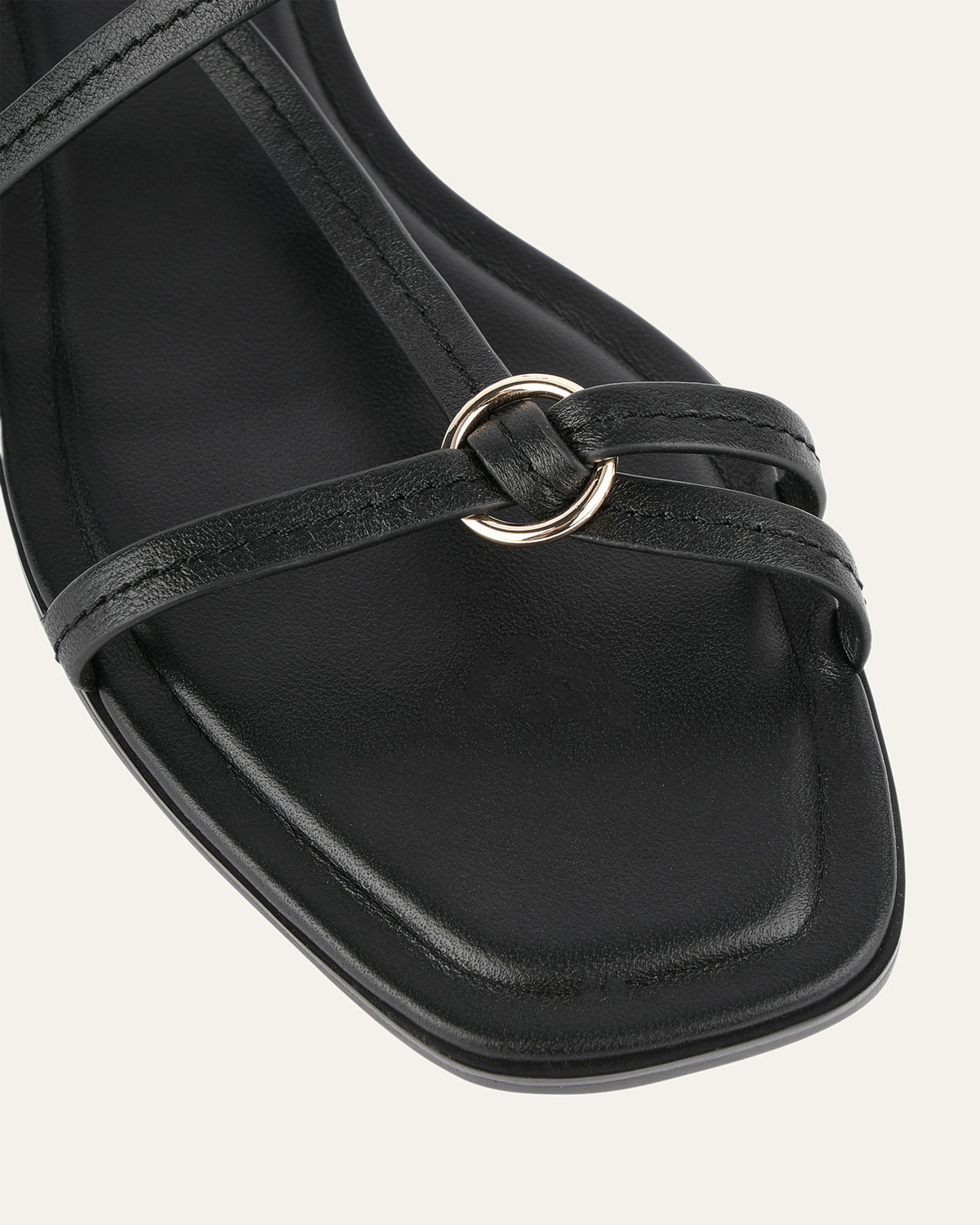 ADDI FLAT SANDALS BLACK LEATHER