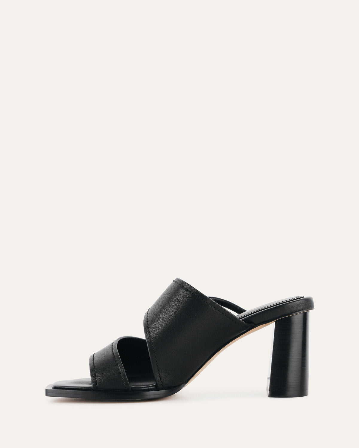 CAMMY MID HEEL SANDALS BLACK LEATHER