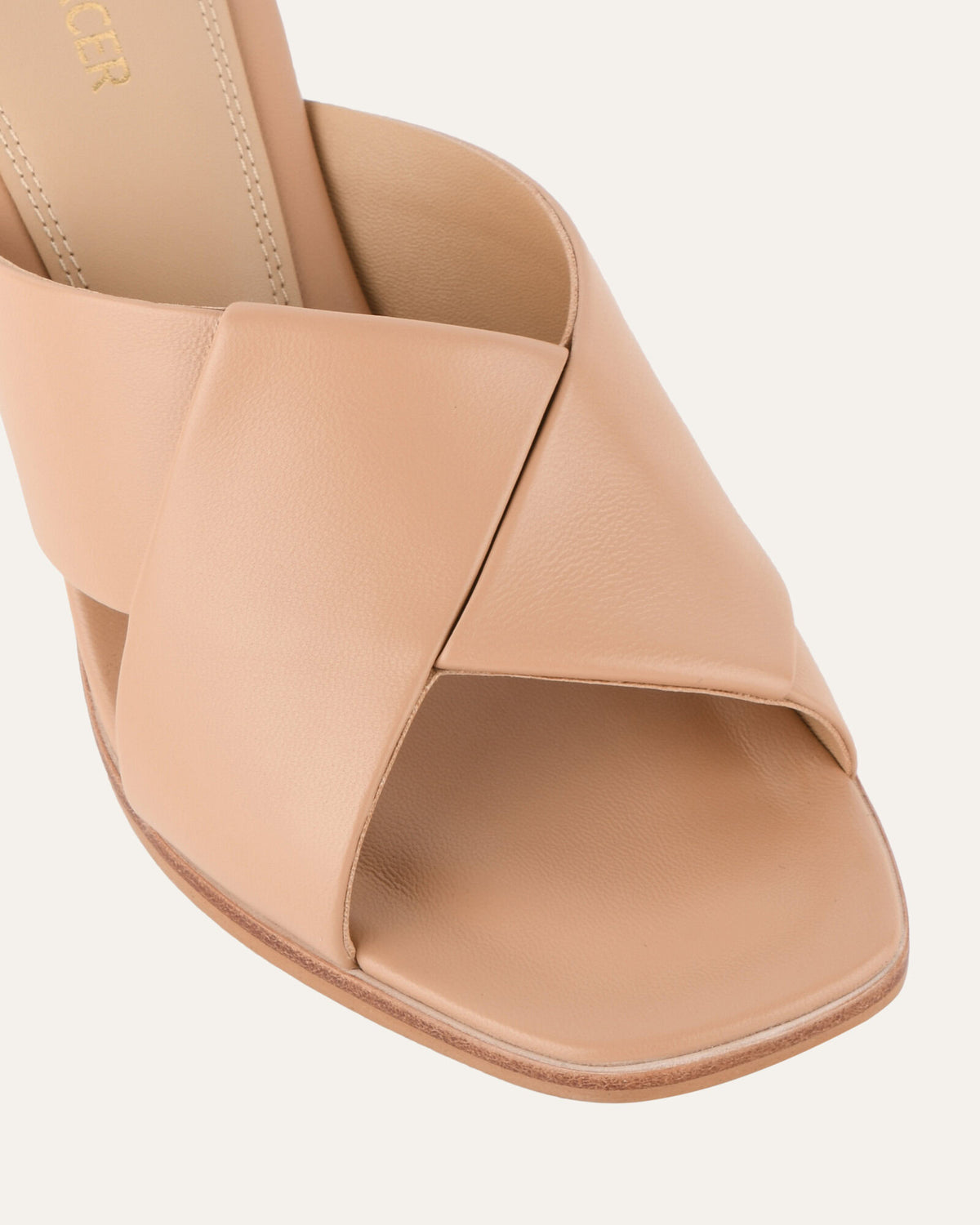 CARRIE MID HEEL SANDALS BEIGE LEATHER