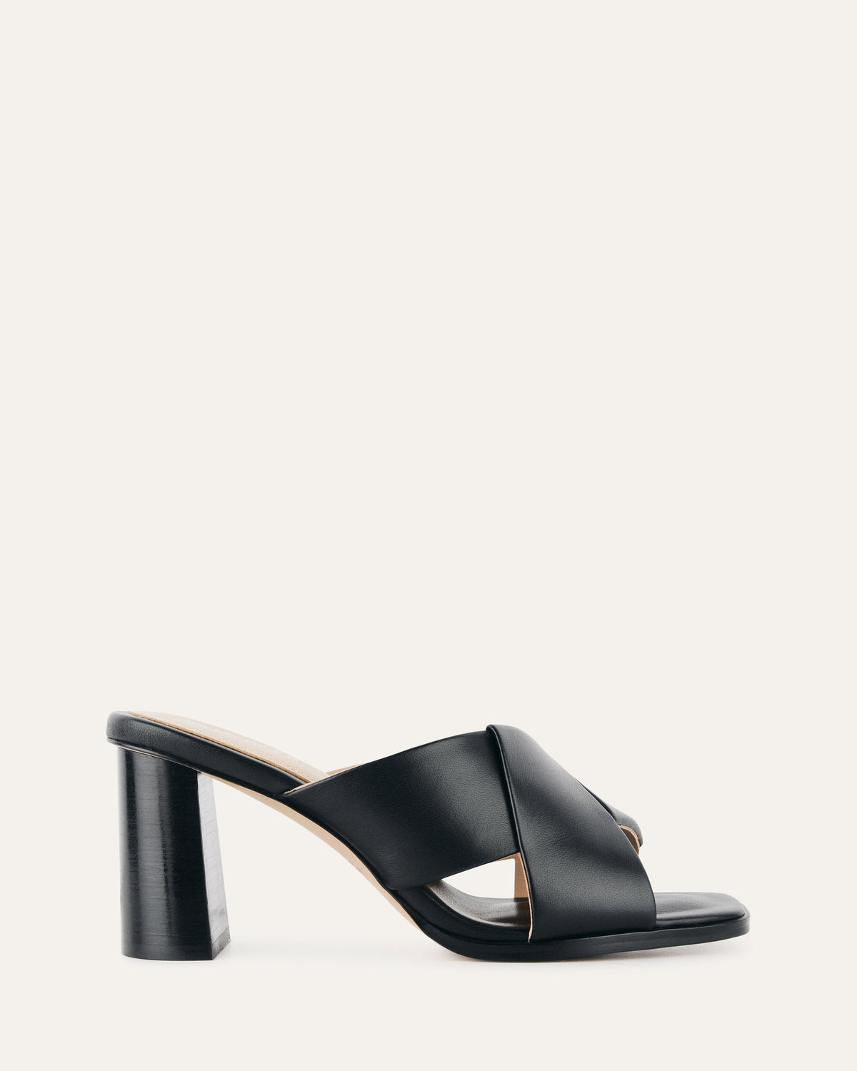 CARRIE MID HEEL SANDALS BLACK LEATHER