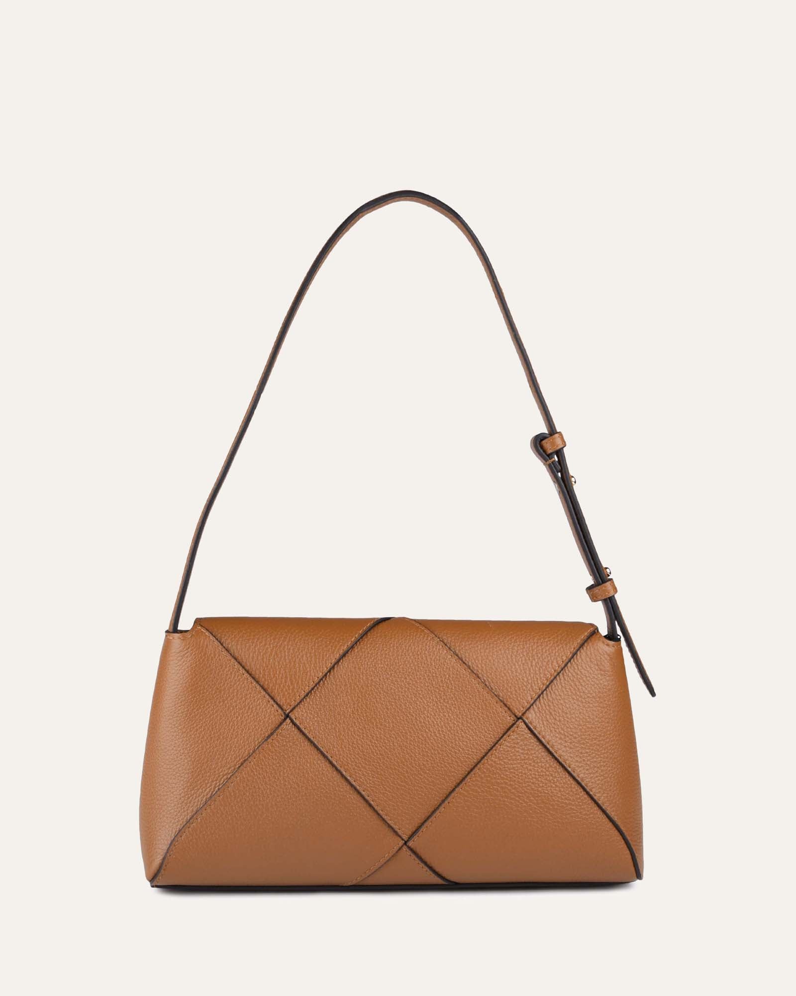 The New York Crossbody, Tan Small Grain