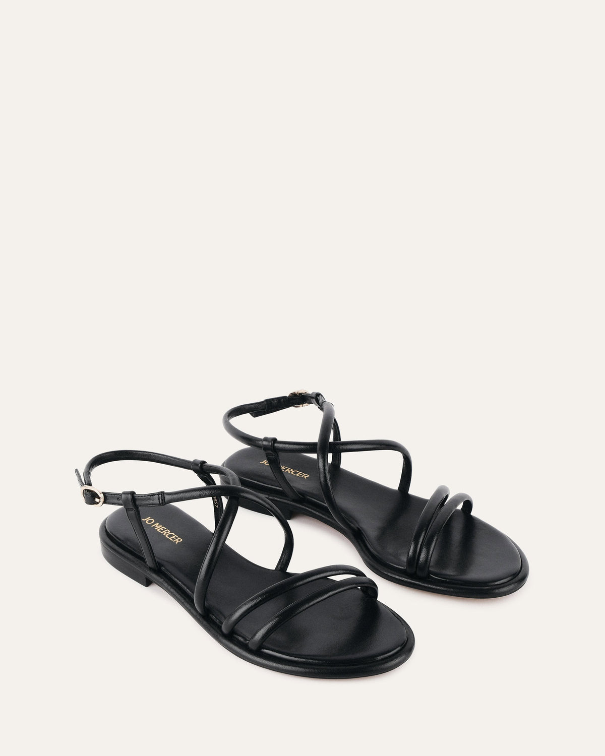 CATALINA FLAT SANDALS BLACK LEATHER