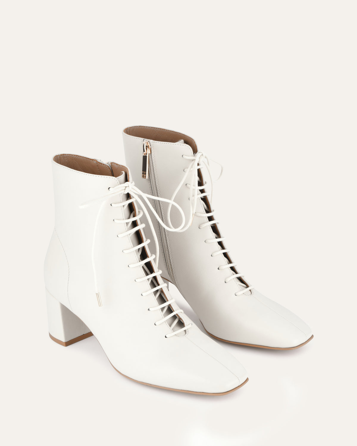 CORA MID ANKLE BOOTS OFF WHITE LEATHER