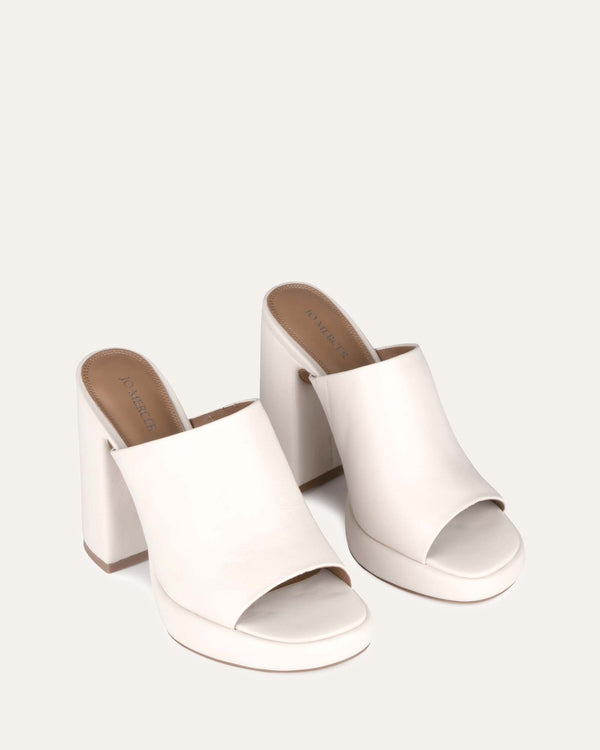 COSMO HIGH HEEL SANDALS OFF WHITE LEATHER - Jo Mercer