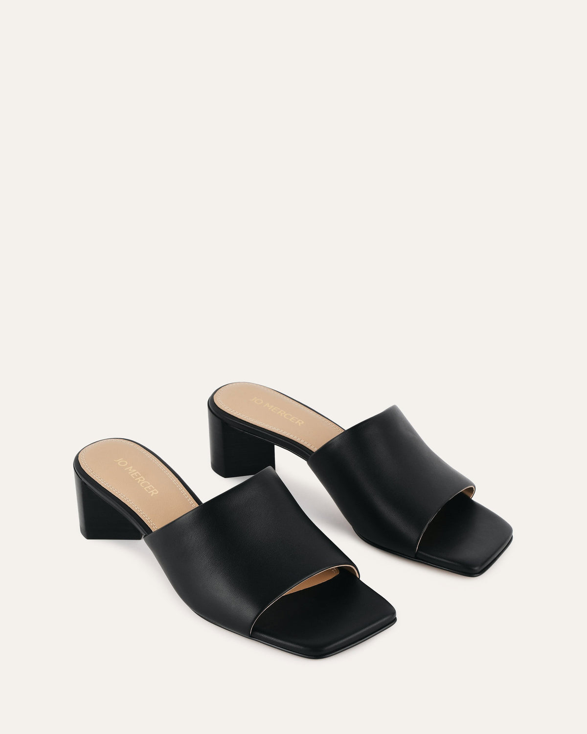 HERBIE MID HEEL SANDALS BLACK LEATHER