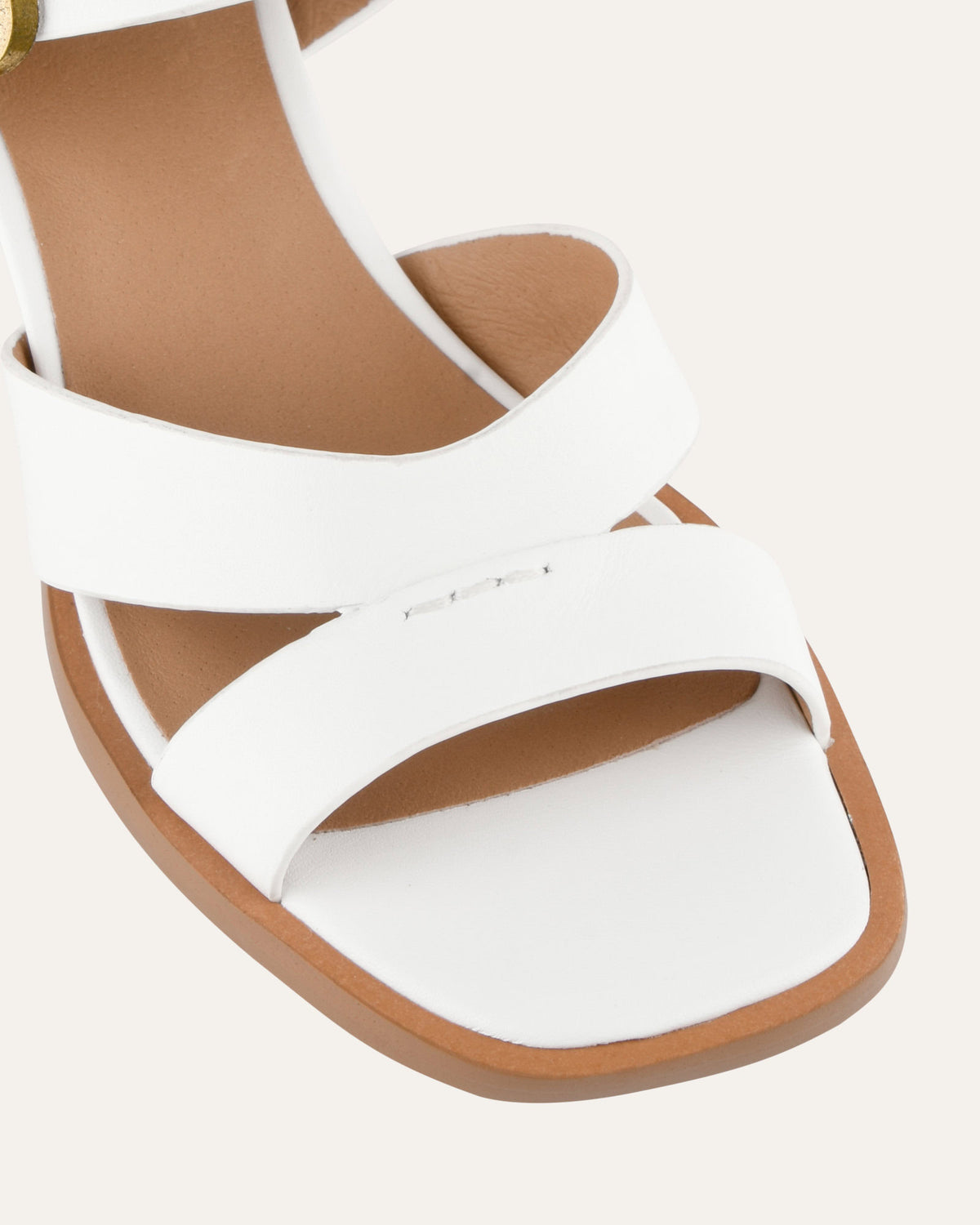 IMOGEN MID HEEL SANDALS WHITE LEATHER