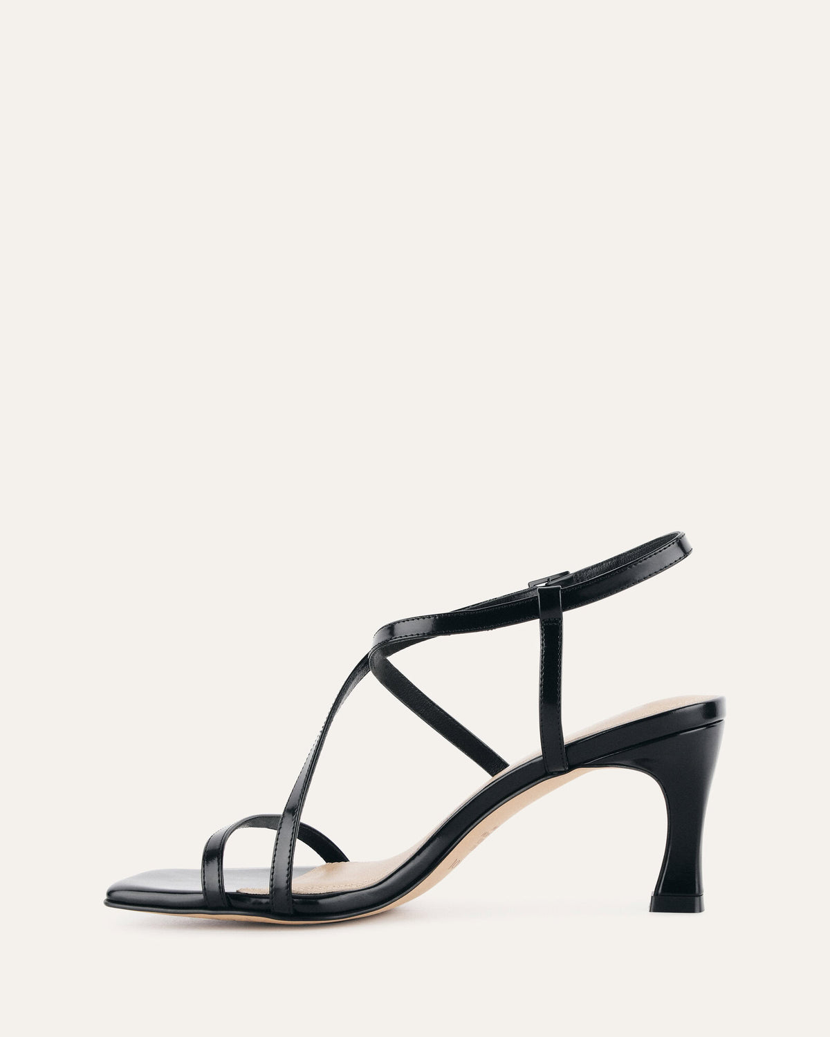 JOCKEY HIGH HEEL SANDALS BLACK LEATHER