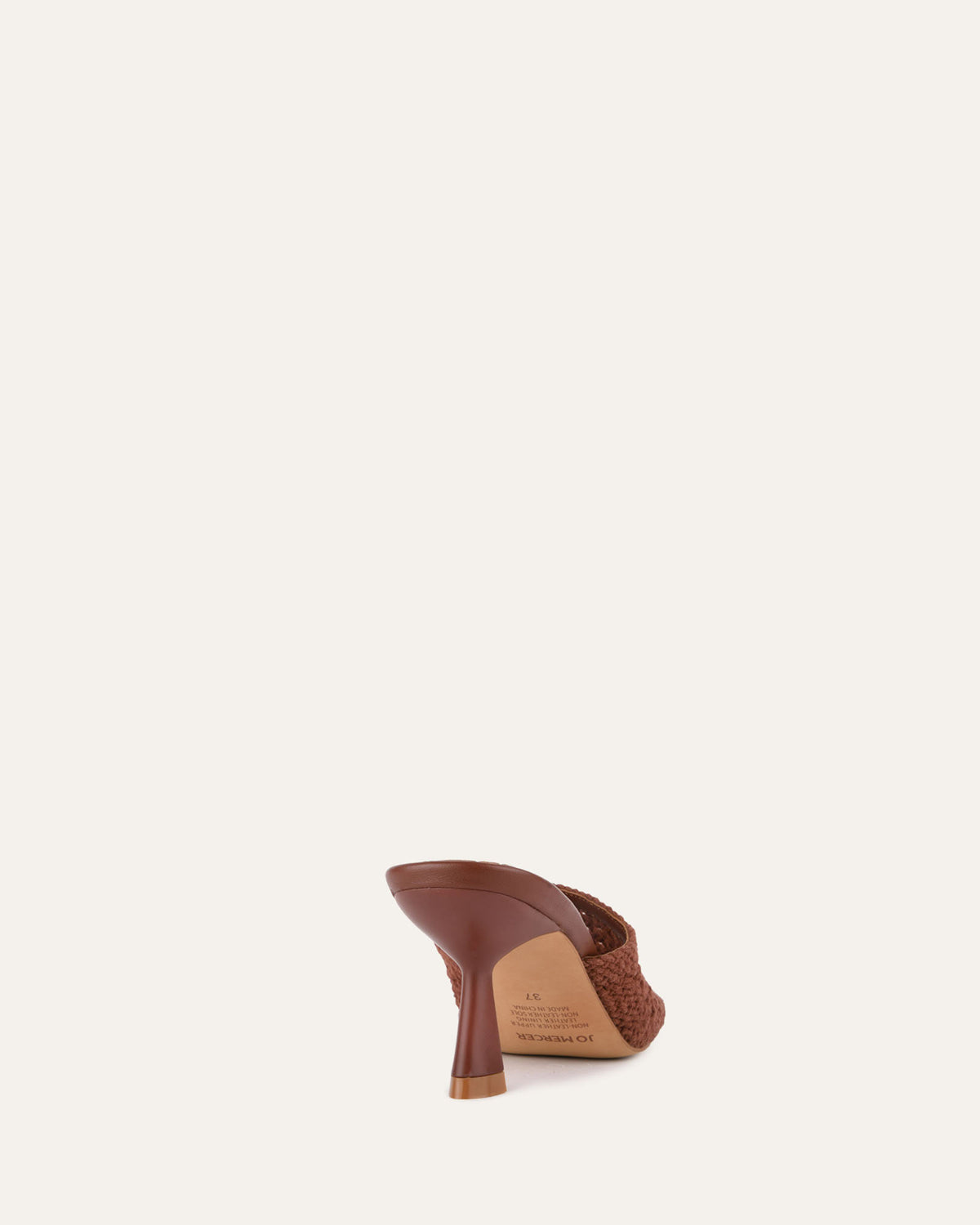 JORDYN MID HEEL SANDALS COGNAC TEXTILE