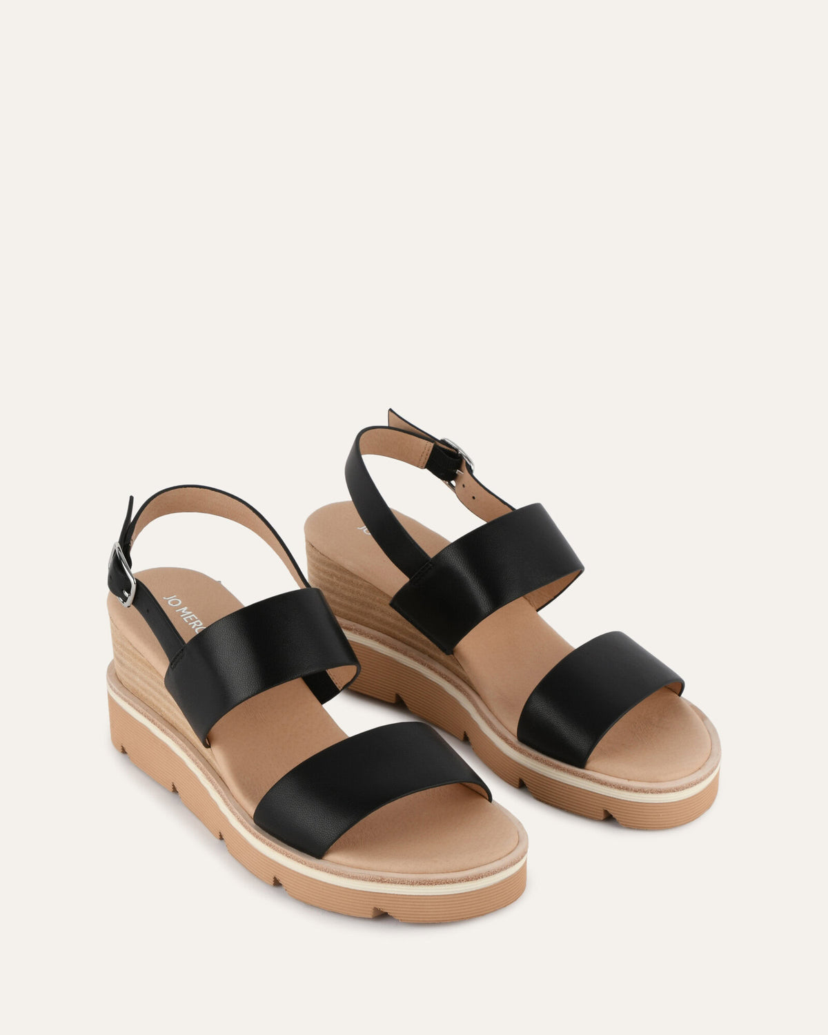 KINNEY WEDGE SANDAL BLACK LEATHER