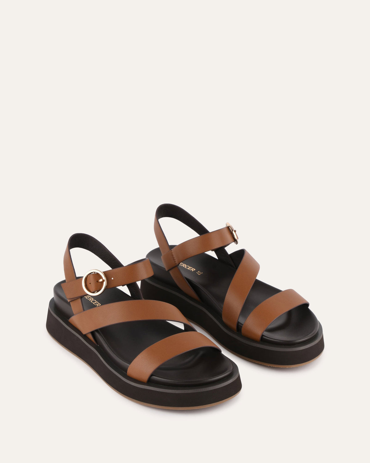 MARAIS FLAT SANDALS DARK TAN LEATHER