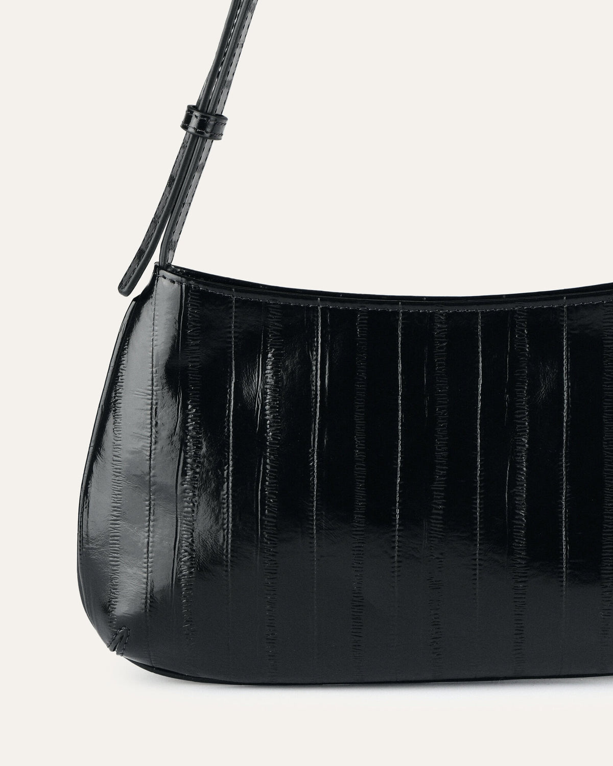 MEGAN SHOULDER BAG BLACK LIZARD LEATHER