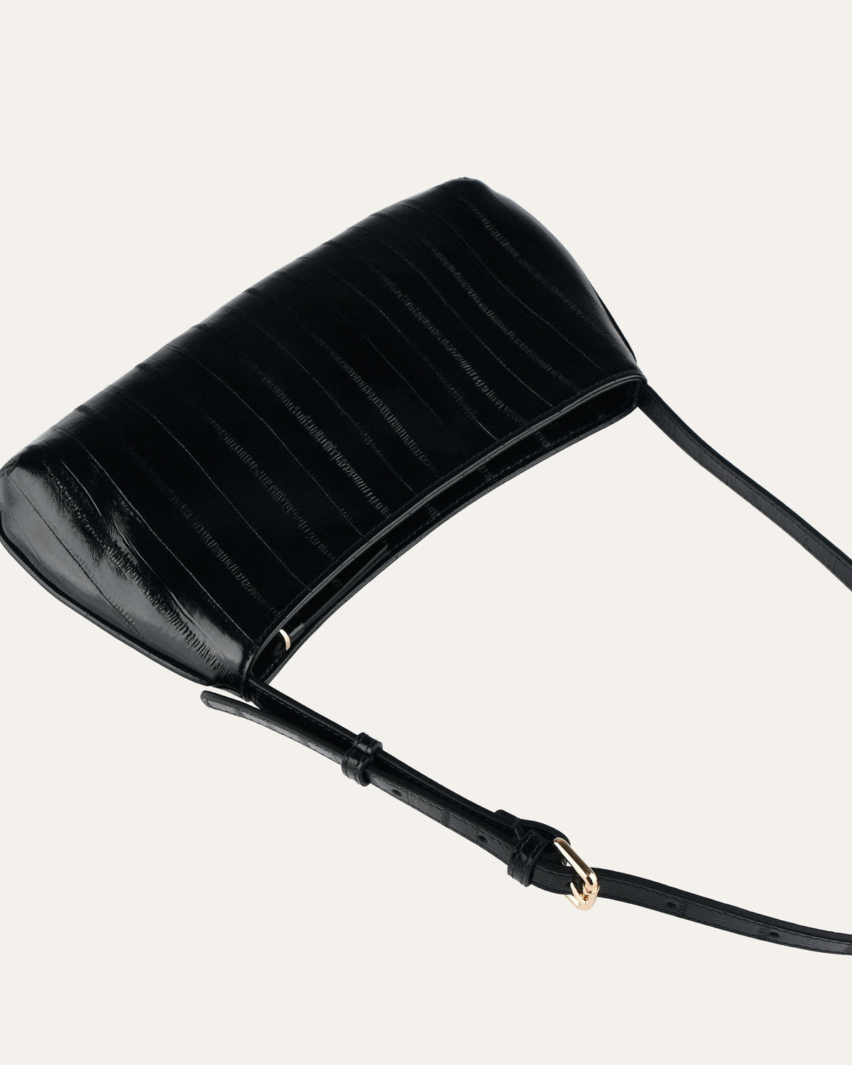 MEGAN SHOULDER BAG BLACK LIZARD LEATHER