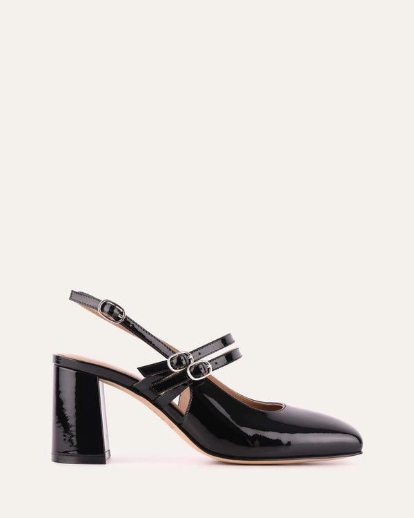 NATASHA MID HEELS BLACK PATENT - Jo Mercer