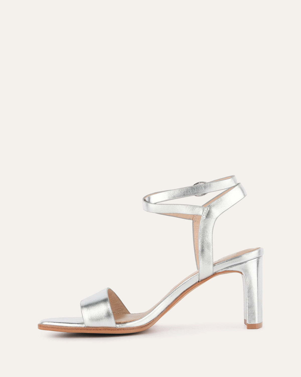 NATSU MID HEEL SANDALS SOFT SILVER LEATHER