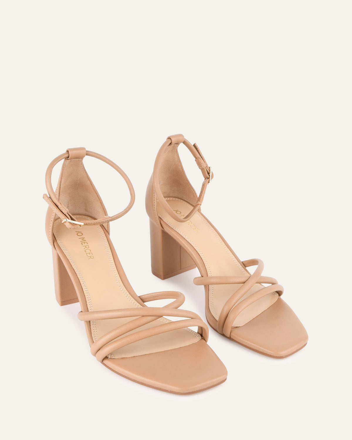 NICOLA MID HEEL SANDALS TAN LEATHER