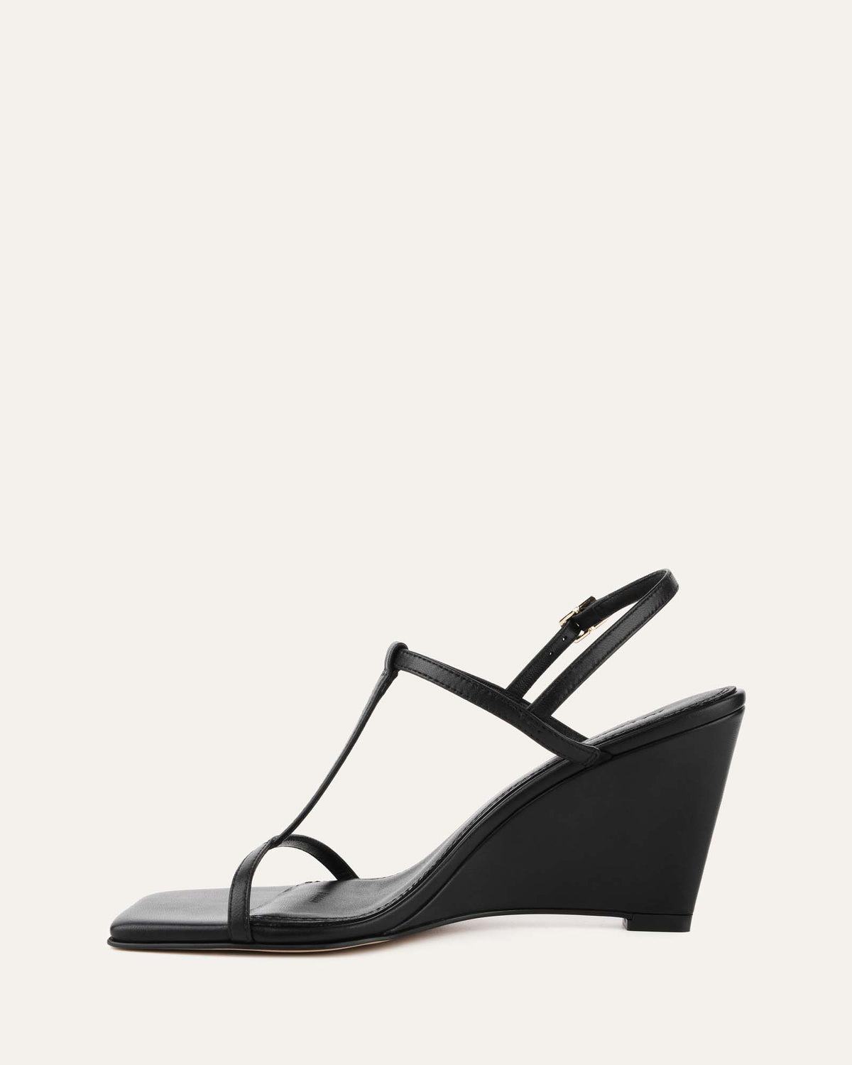 OPHELIA MID HEEL WEDGES BLACK LEATHER