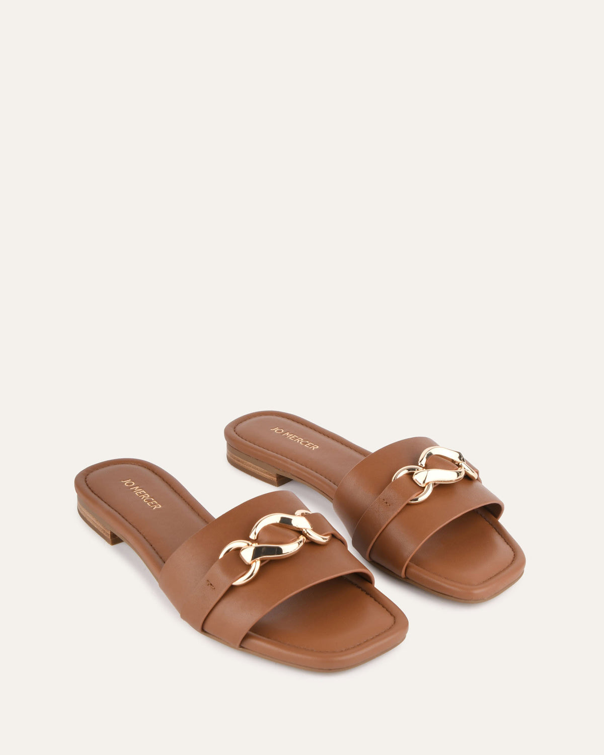 PABLO FLAT SLIDE DARK TAN LEATHER