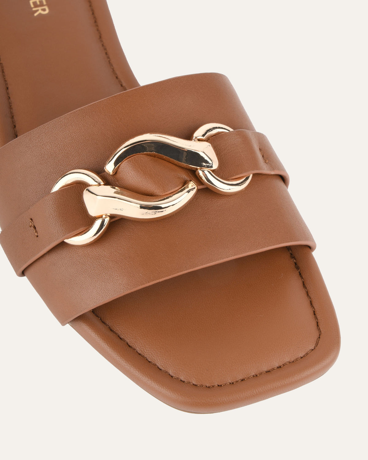 PABLO FLAT SLIDE DARK TAN LEATHER