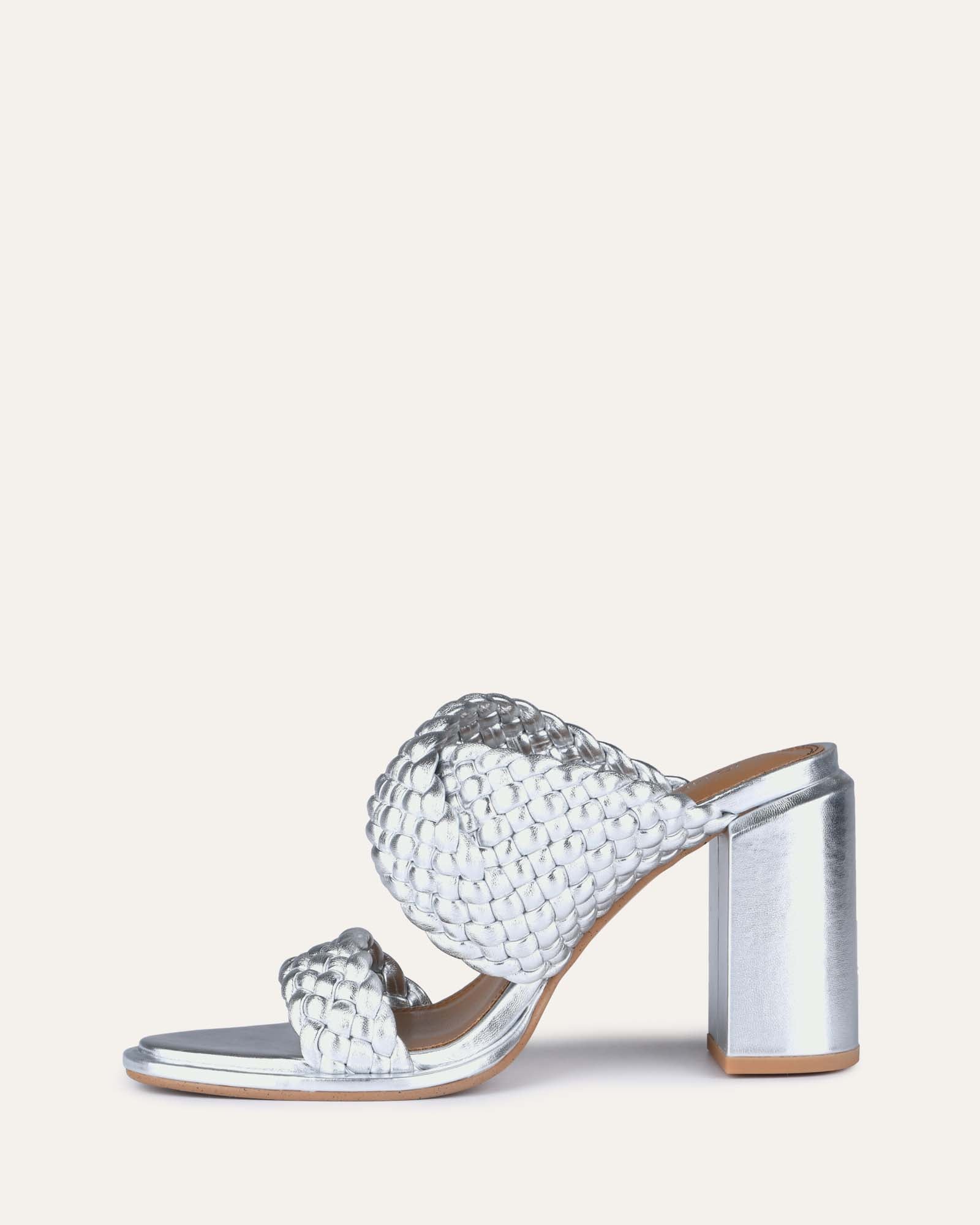WORTHINGTON Silver Shoes Sandals Womens 9.5 Heel Block High Metallic Ankle  Strap | eBay