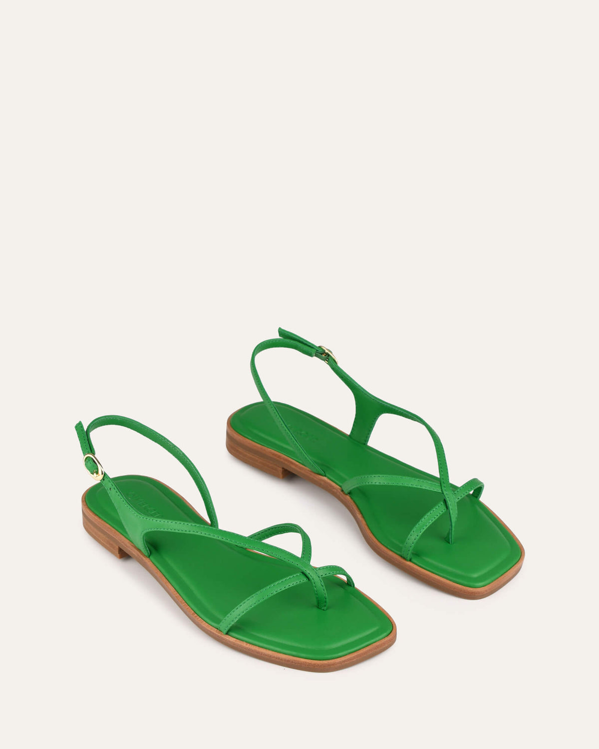 PHOEBE FLAT SANDALS EMERALD GREEN LEATHER