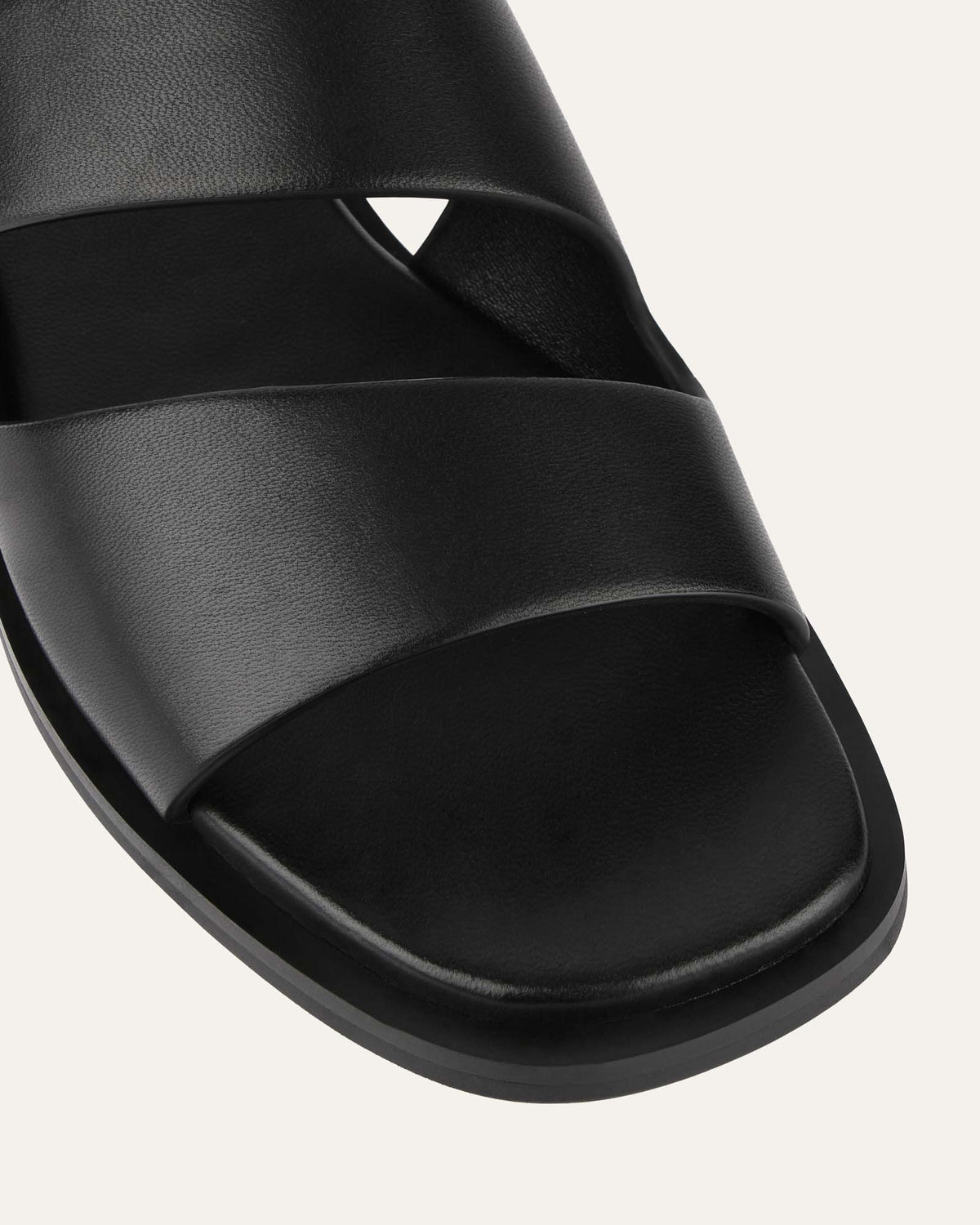 SADIE FLAT SANDALS BLACK LEATHER