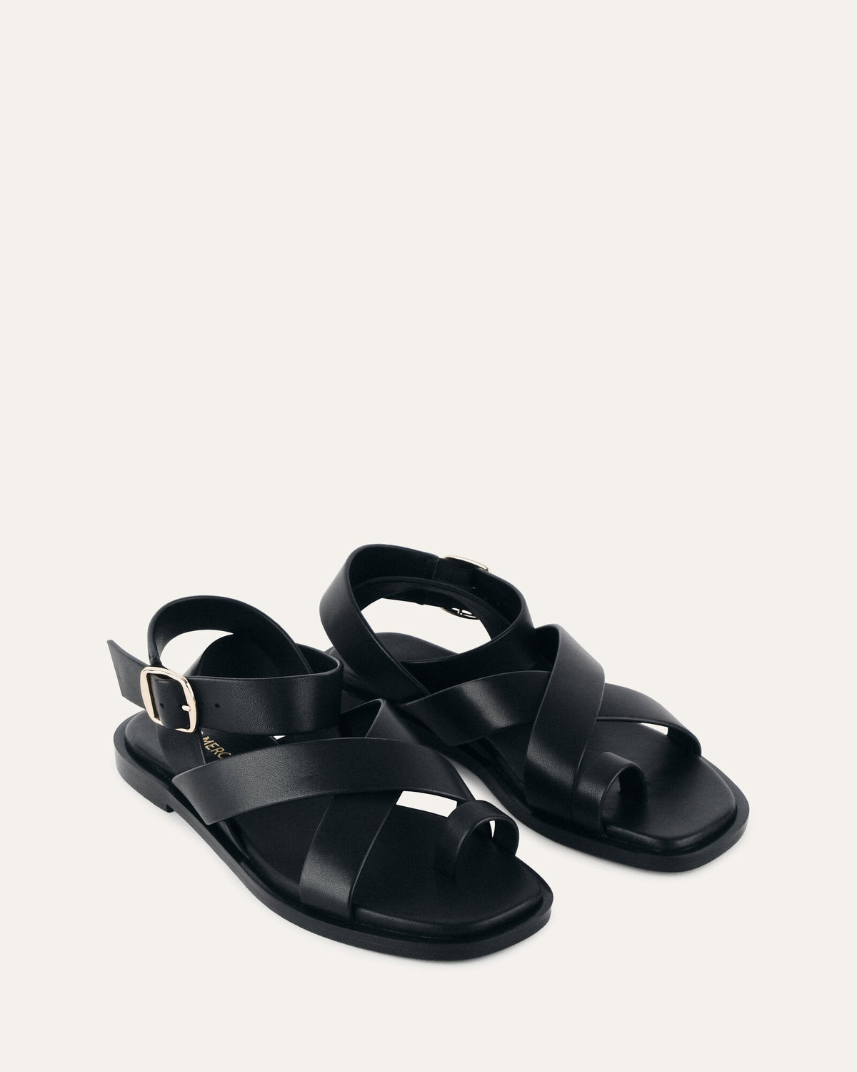 SHONA FLAT SANDALS BLACK LEATHER