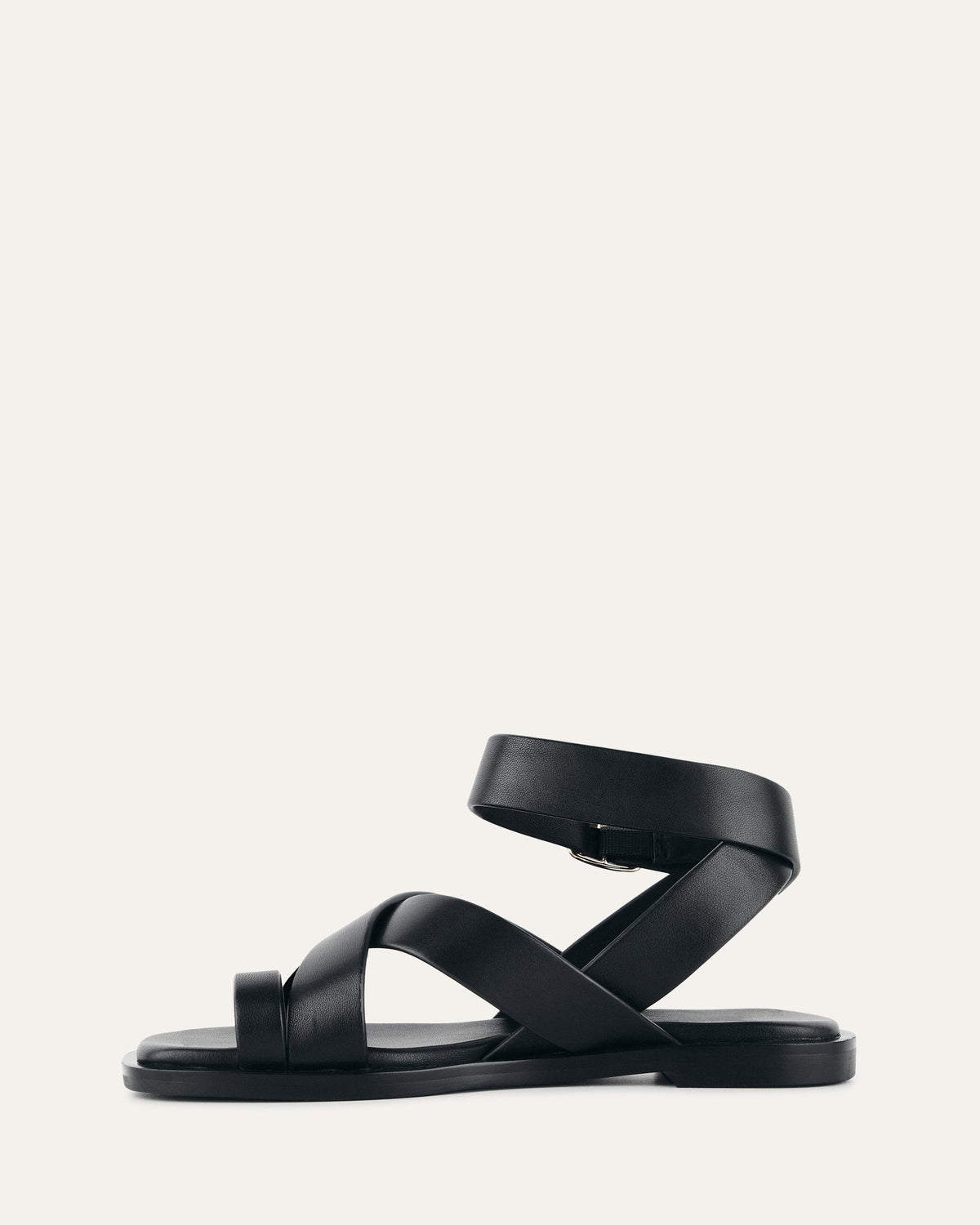 SHONA FLAT SANDALS BLACK LEATHER