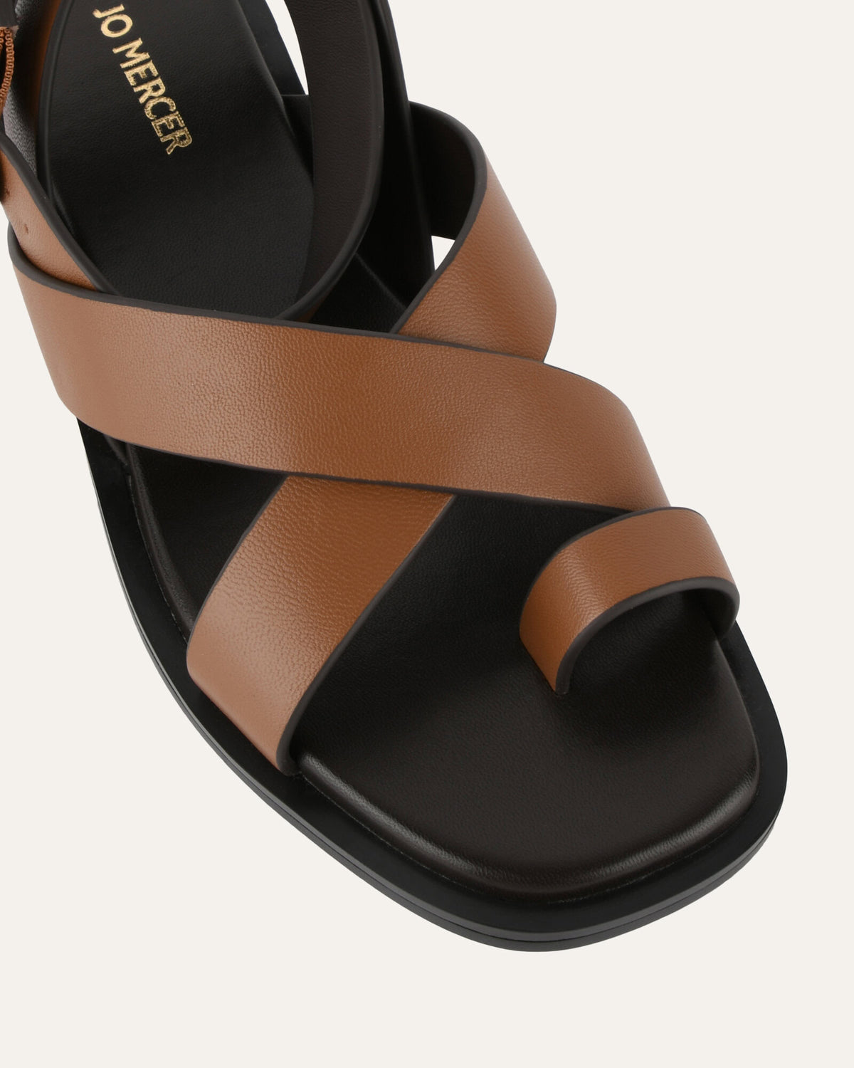 SHONA FLAT SANDALS DARK TAN LEATHER