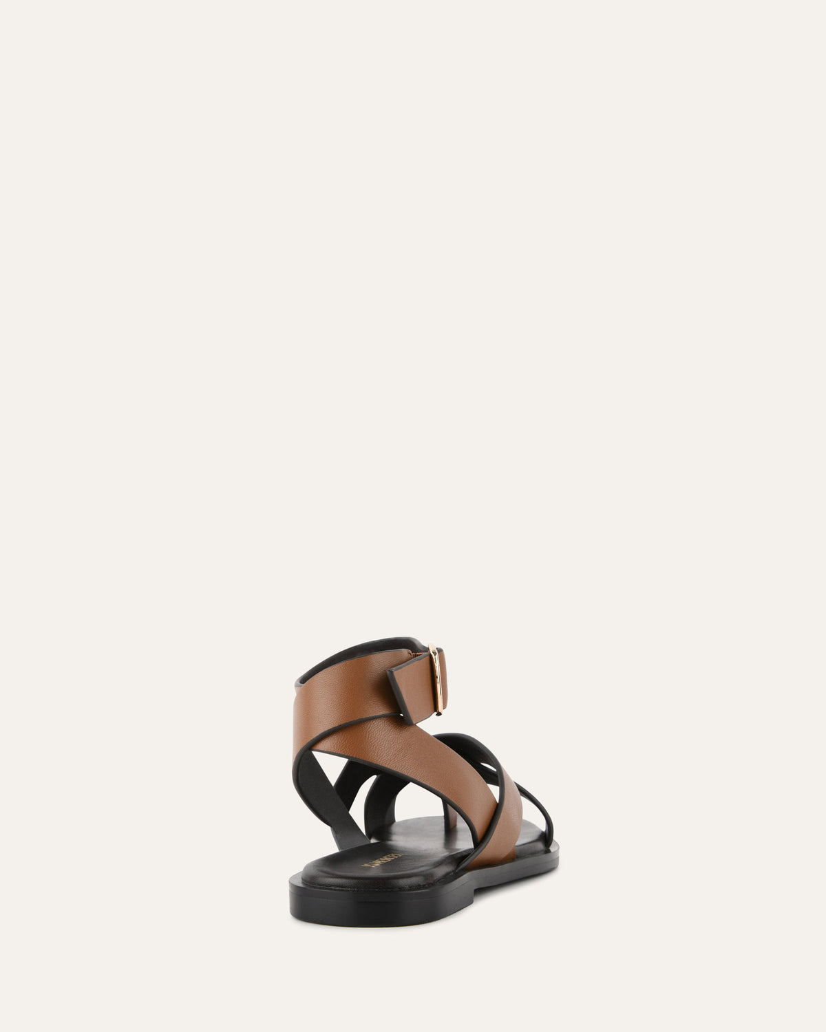 SHONA FLAT SANDALS DARK TAN LEATHER