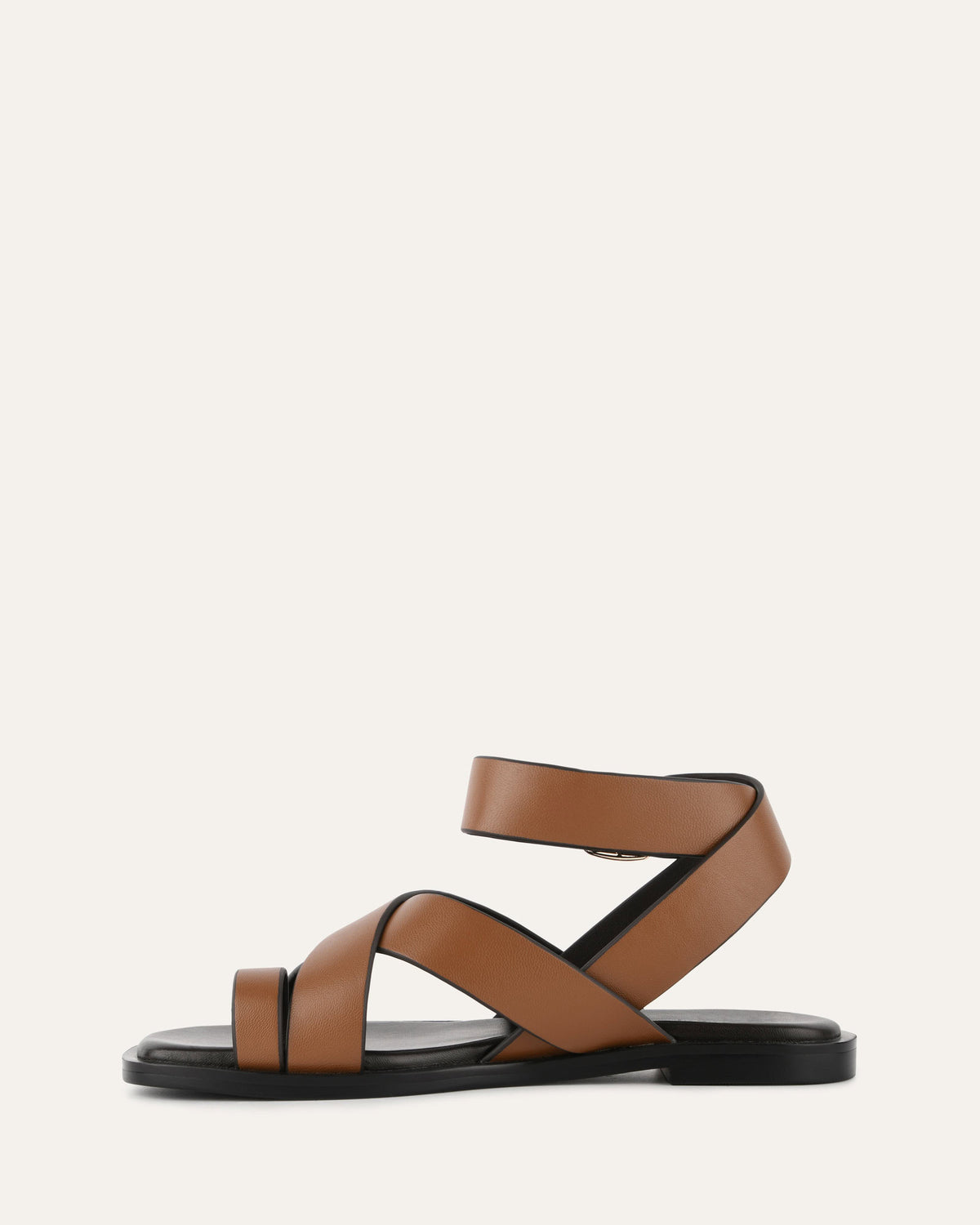 SHONA FLAT SANDALS DARK TAN LEATHER