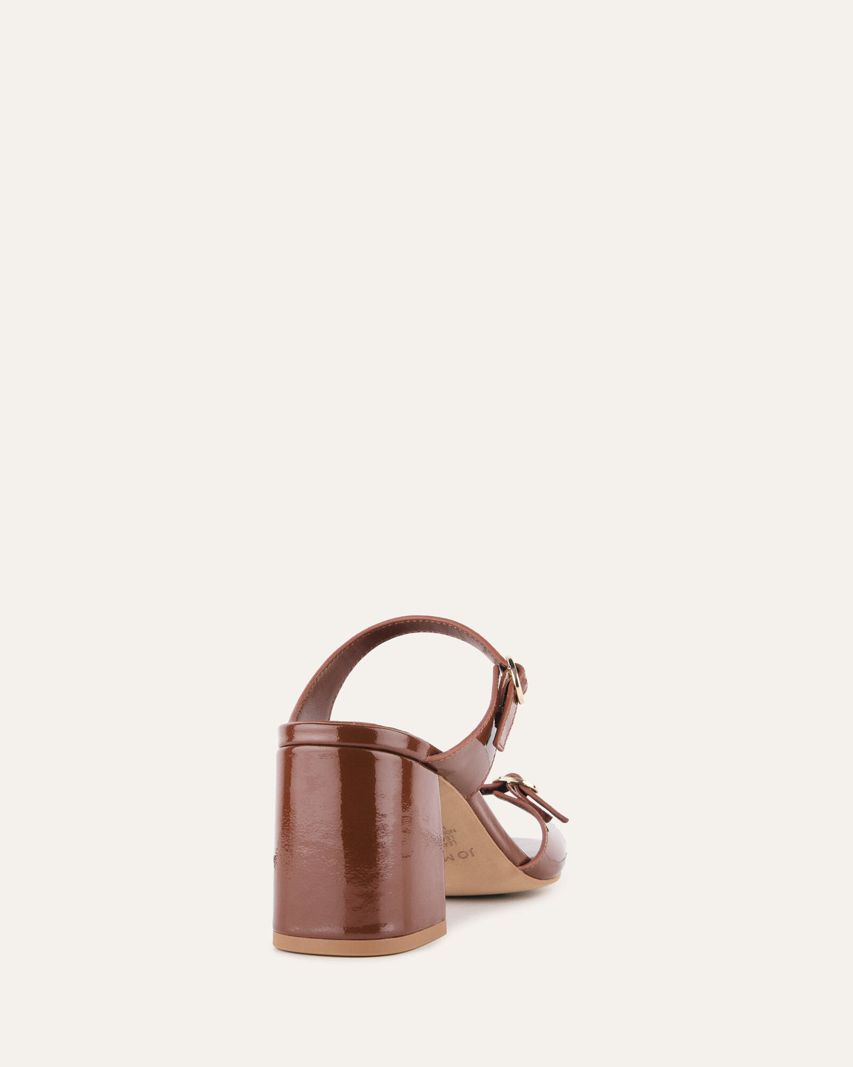 SPENCER MID HEEL SANDALS CHESTNUT PATENT