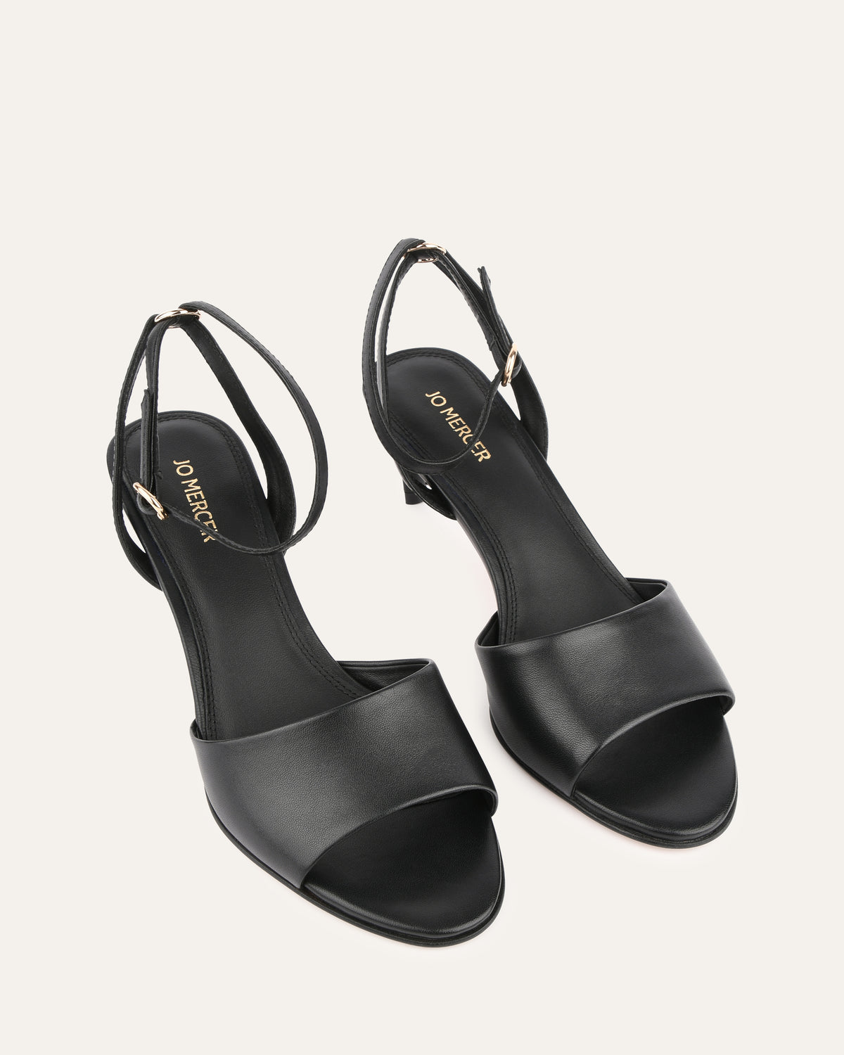 TANYA MID HEEL SANDALS BLACK LEATHER