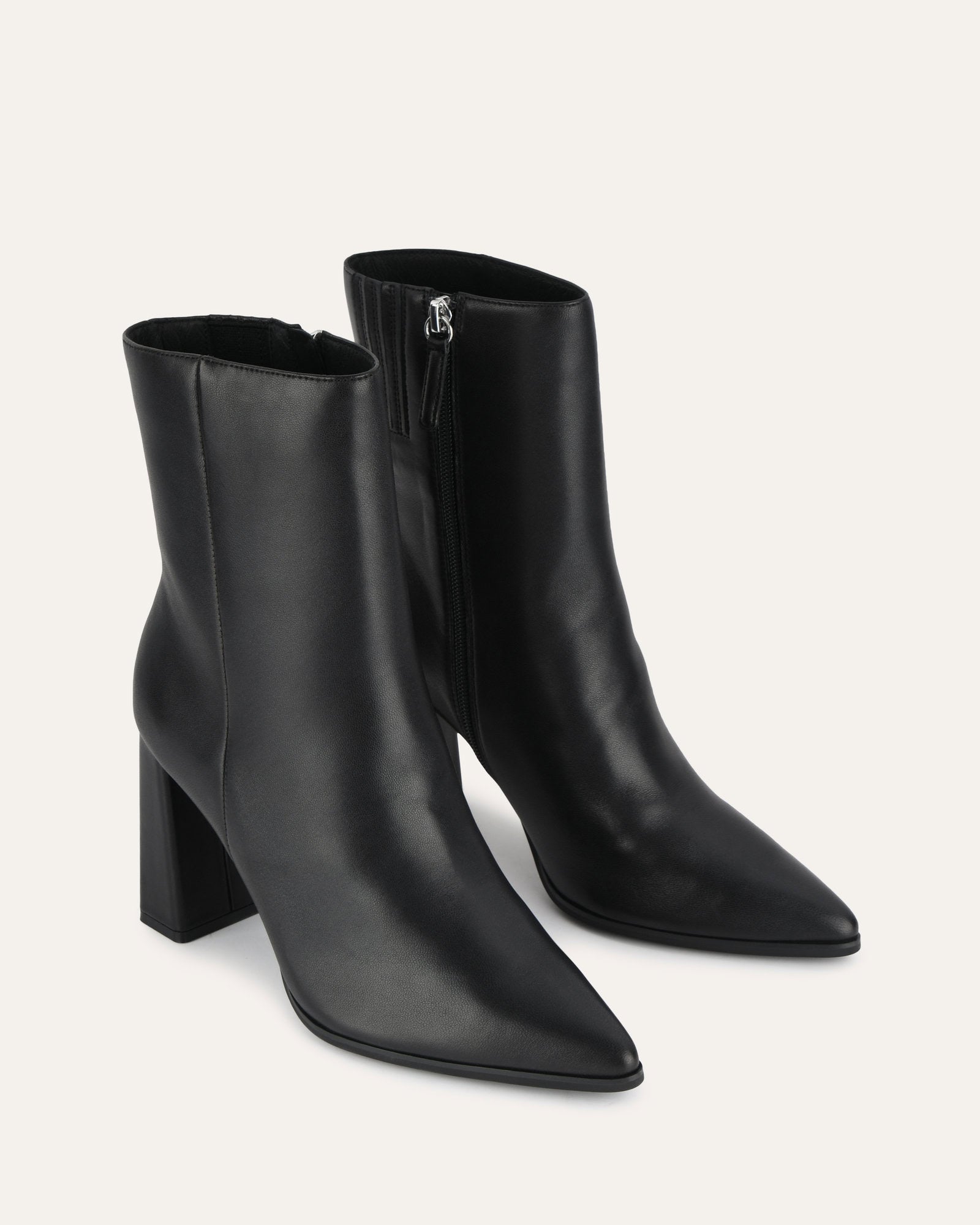 TATIANA HIGH ANKLE BOOTS BLACK LEATHER - Jo Mercer