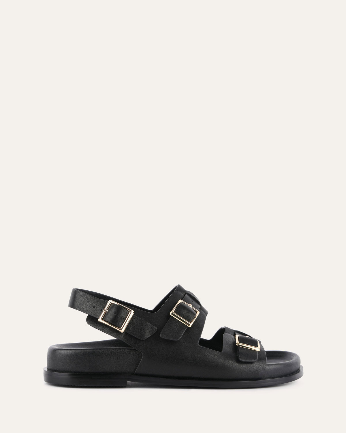 VERONA FLAT SANDALS BLACK LEATHER