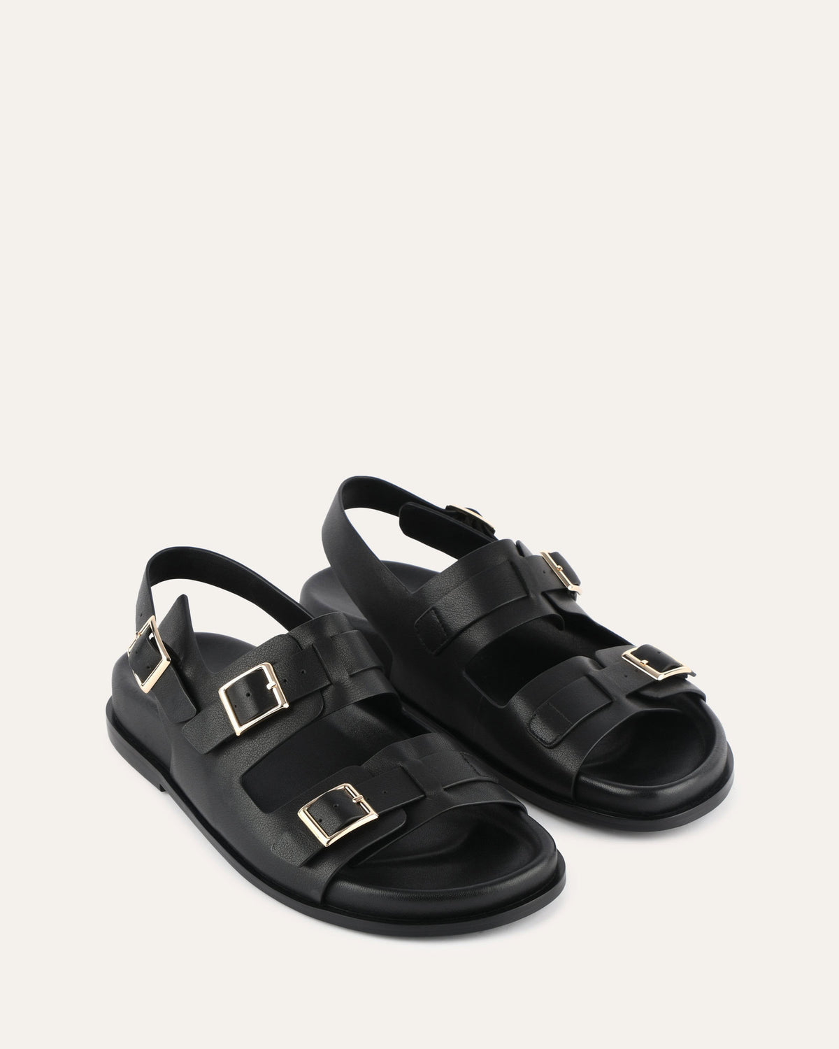 VERONA FLAT SANDALS BLACK LEATHER