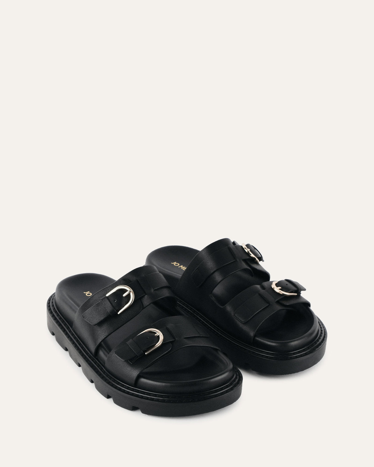 VICHY FLAT SANDALS BLACK LEATHER