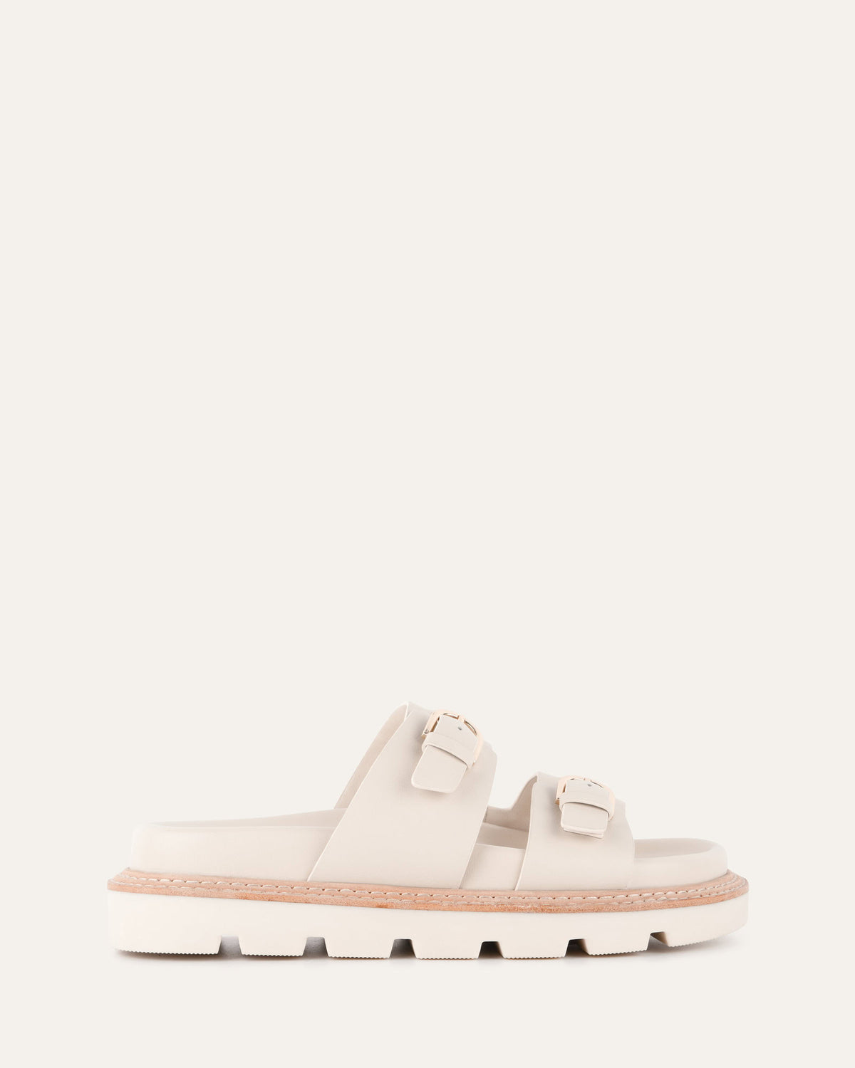 VICHY FLAT SANDALS OFF WHITE LEATHER