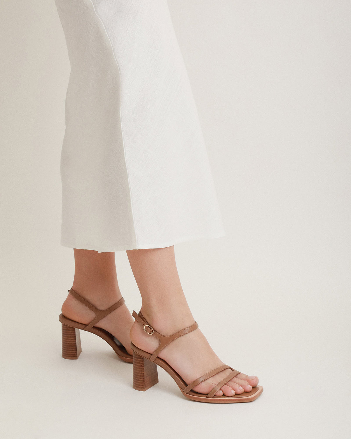 CASEY HIGH HEEL SANDAL TAN LEATHER