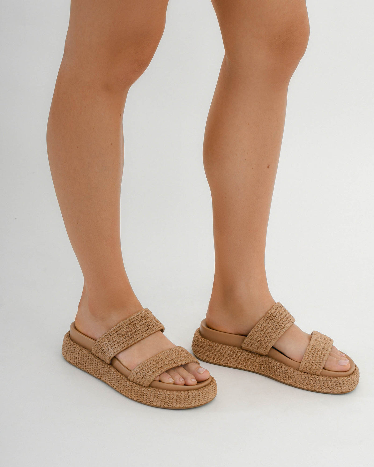 MARCO FLAT SANDALS TAN RAFFIA