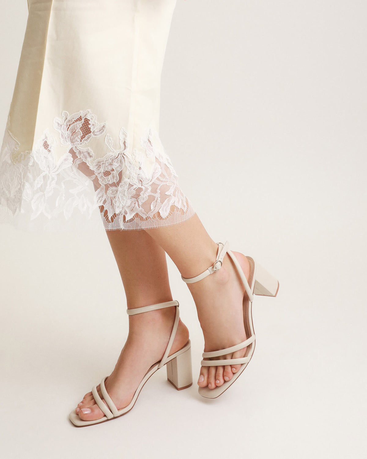 NINO HIGH HEEL SANDALS OFF WHITE LEATHER