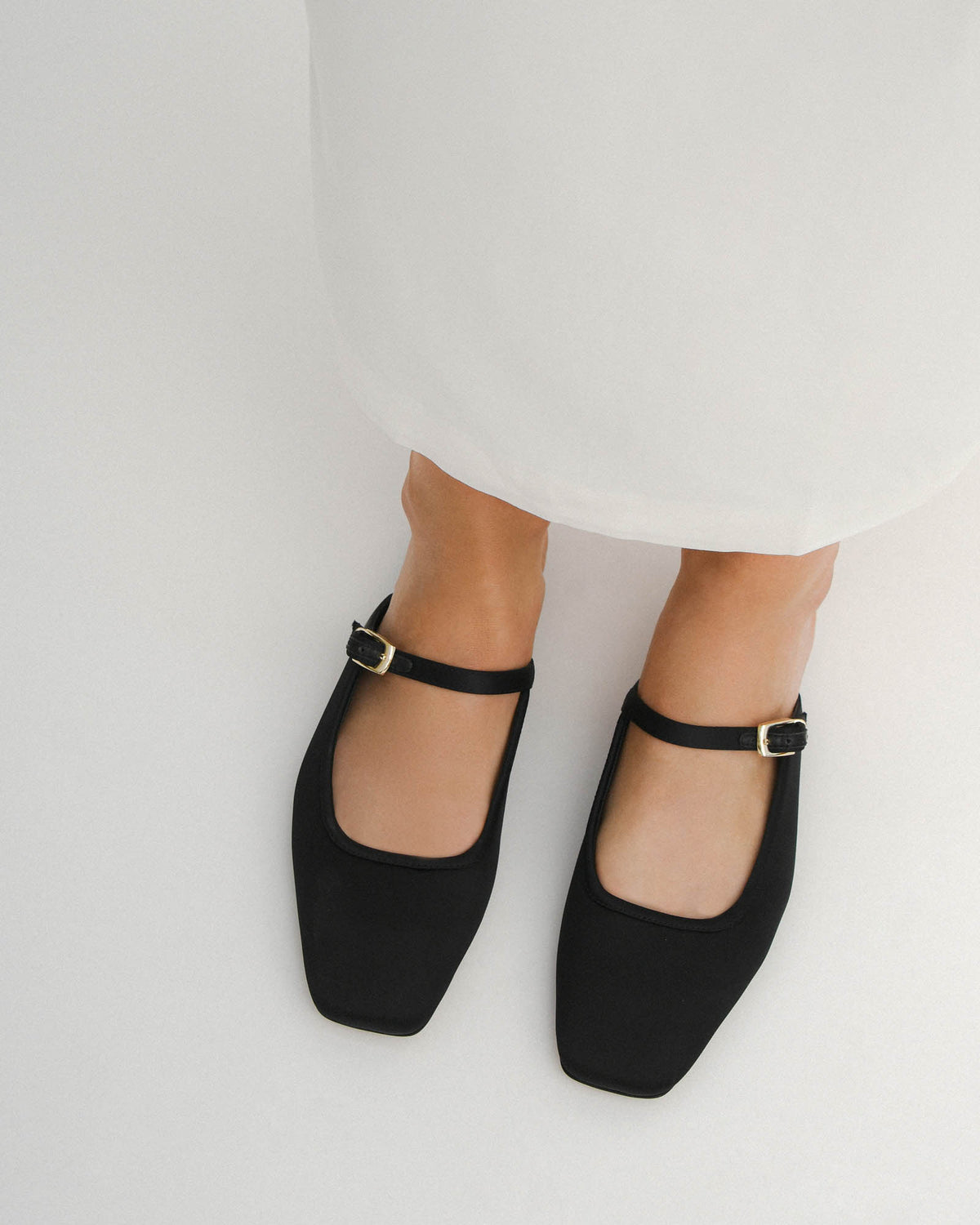 SAMMY DRESS FLATS BLACK SATIN