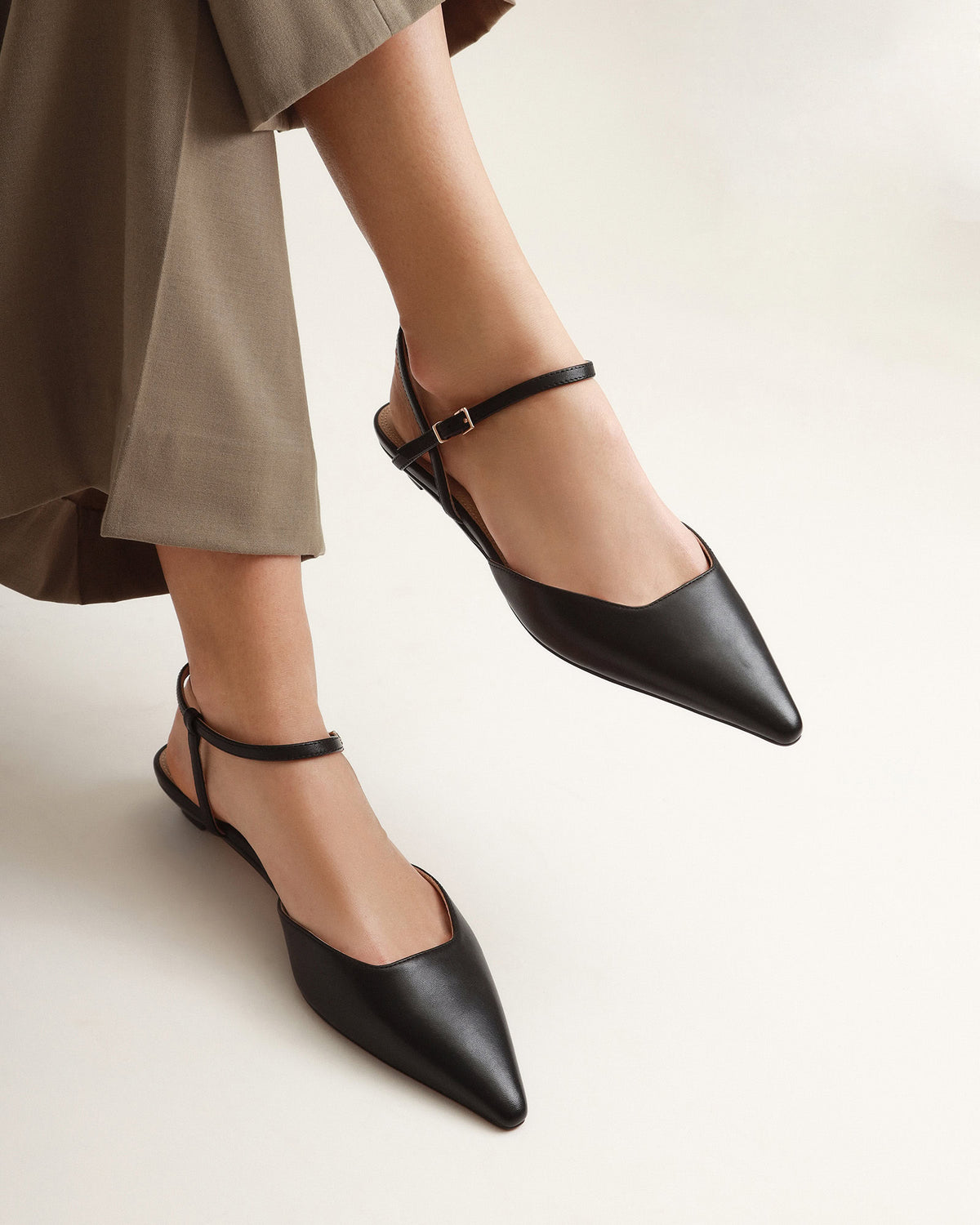 VIRGINIE DRESS FLATS BLACK LEATHER