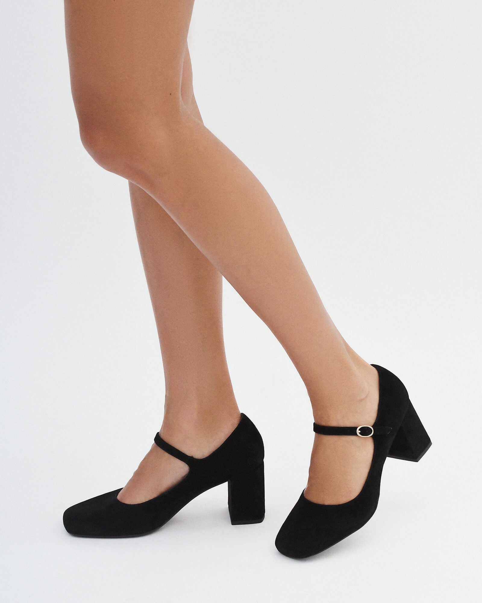 Escada Black Suede/Patent Leather Block Heels sz 9.5