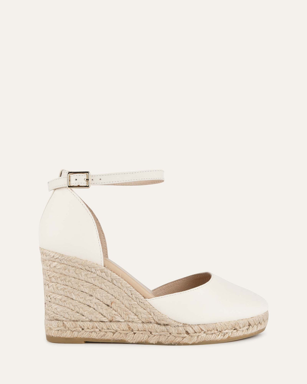 CAIRO HIGH HEEL ESPADRILLES OFF WHITE LEATHER