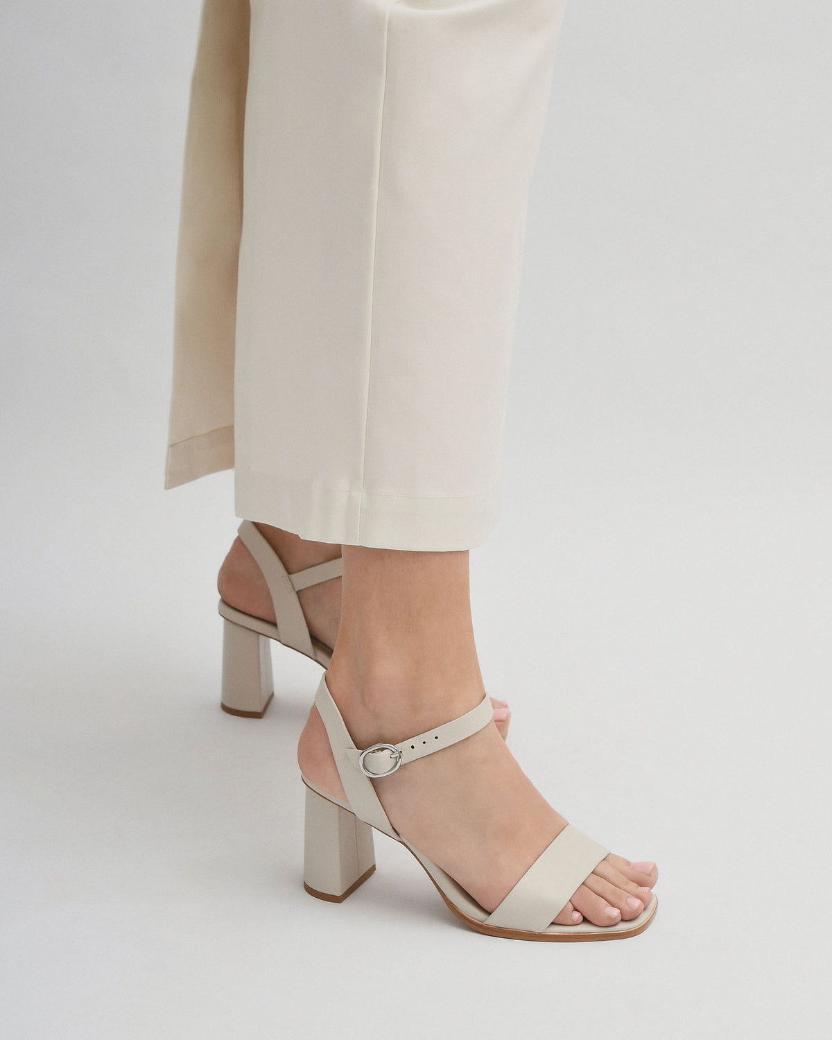 CALAIS HIGH HEEL SANDALS BONE LEATHER