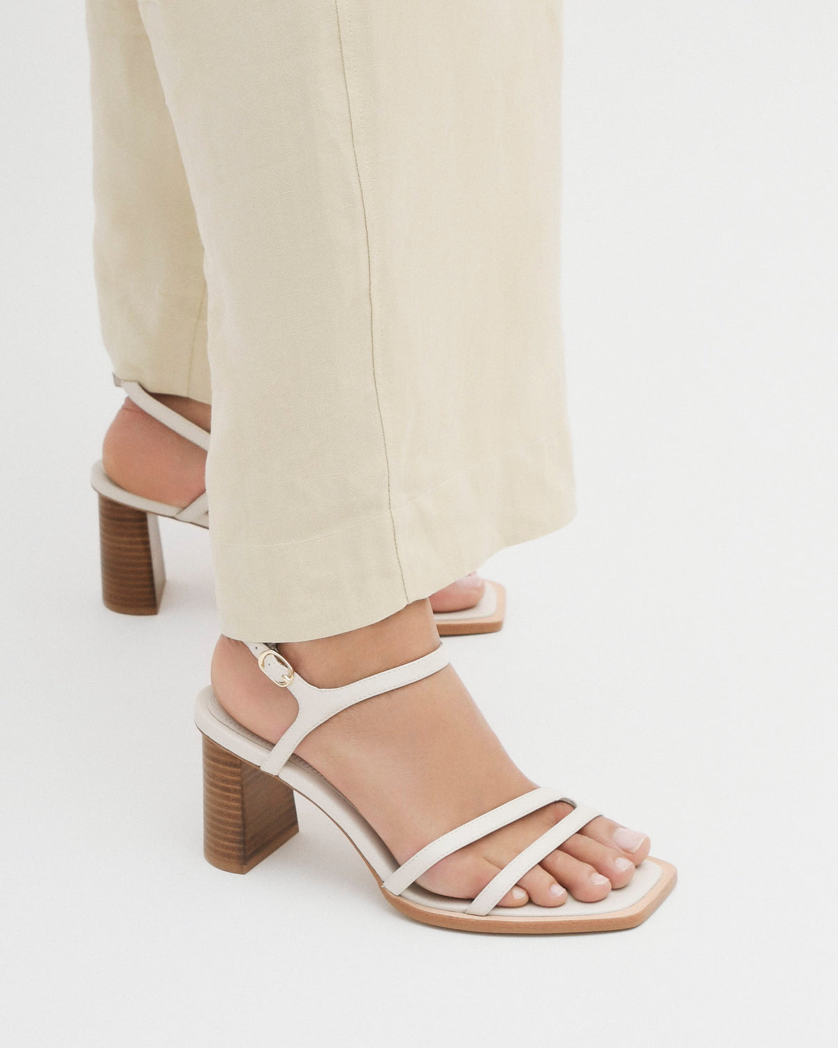 CASEY HIGH HEEL SANDAL OFF WHITE LEATHER