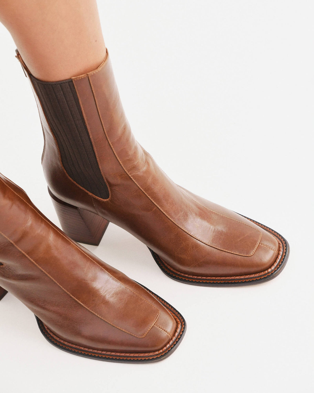 DEVINA MID ANKLE BOOTS DARK CHOC LEATHER