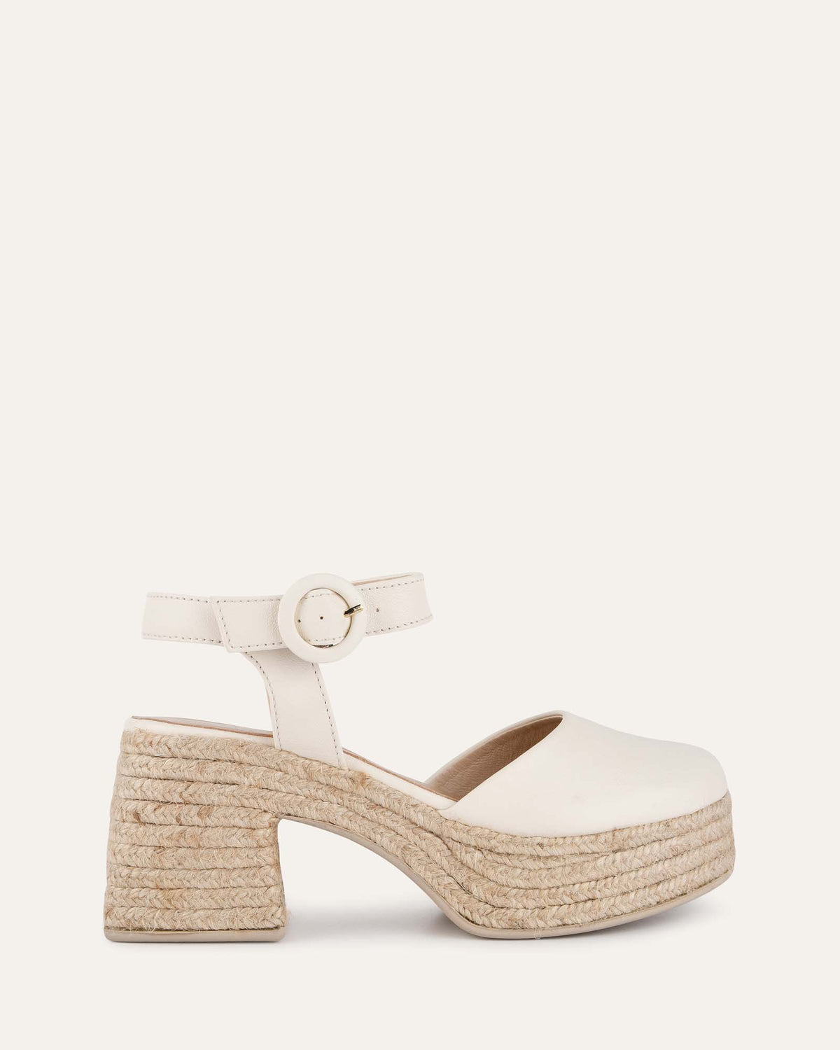 DINA HIGH HEEL ESPADRILLES OFF WHITE LEATHER