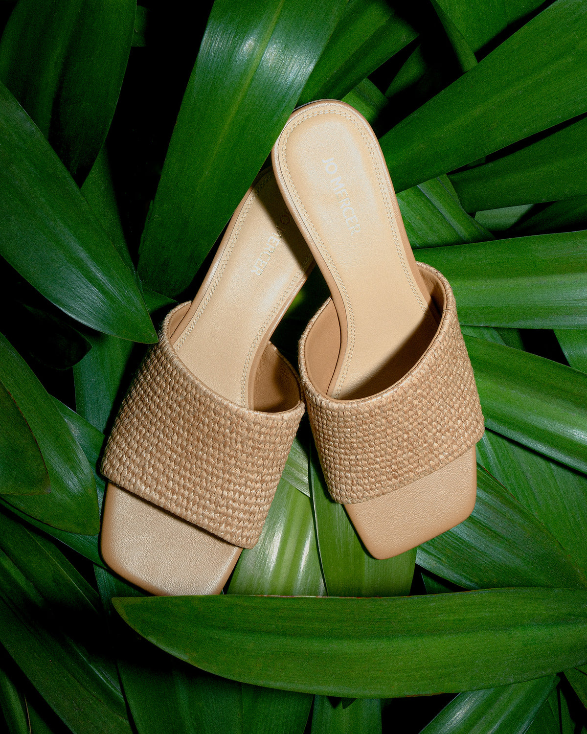 HERBIE MID HEEL SANDALS TAN RAFFIA